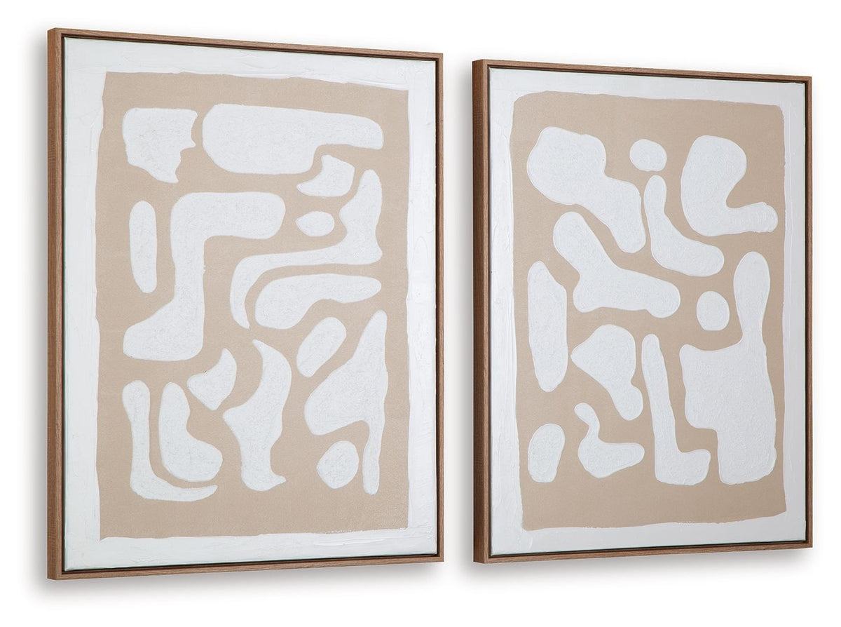 Waldett - Wall Art Set (Set of 2) - Beige / White