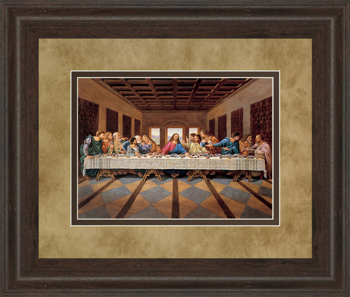 Last Supper - Framed Print Wall Art - Light Brown