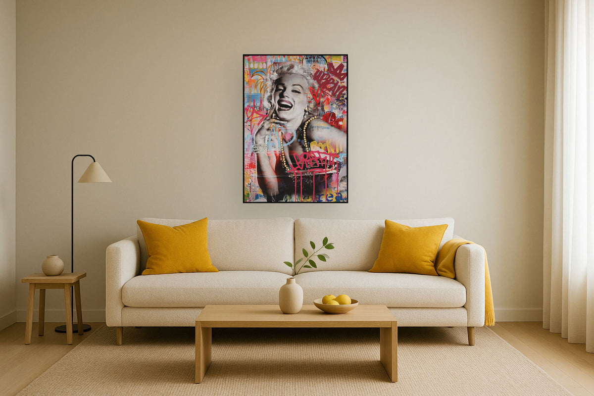 Vivid Popstar Mirth - 28" x 40" Framed Wall Art - Red