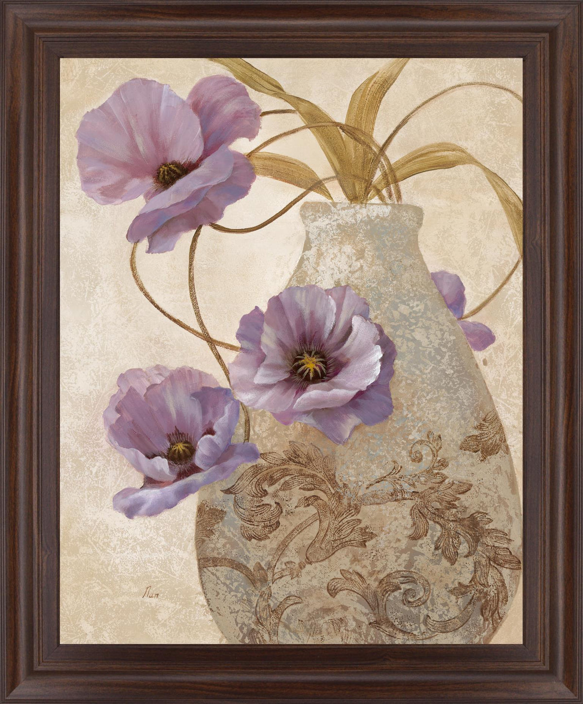 Whispering Violet Blooms - 28" x 34" Framed Wall Art - Purple