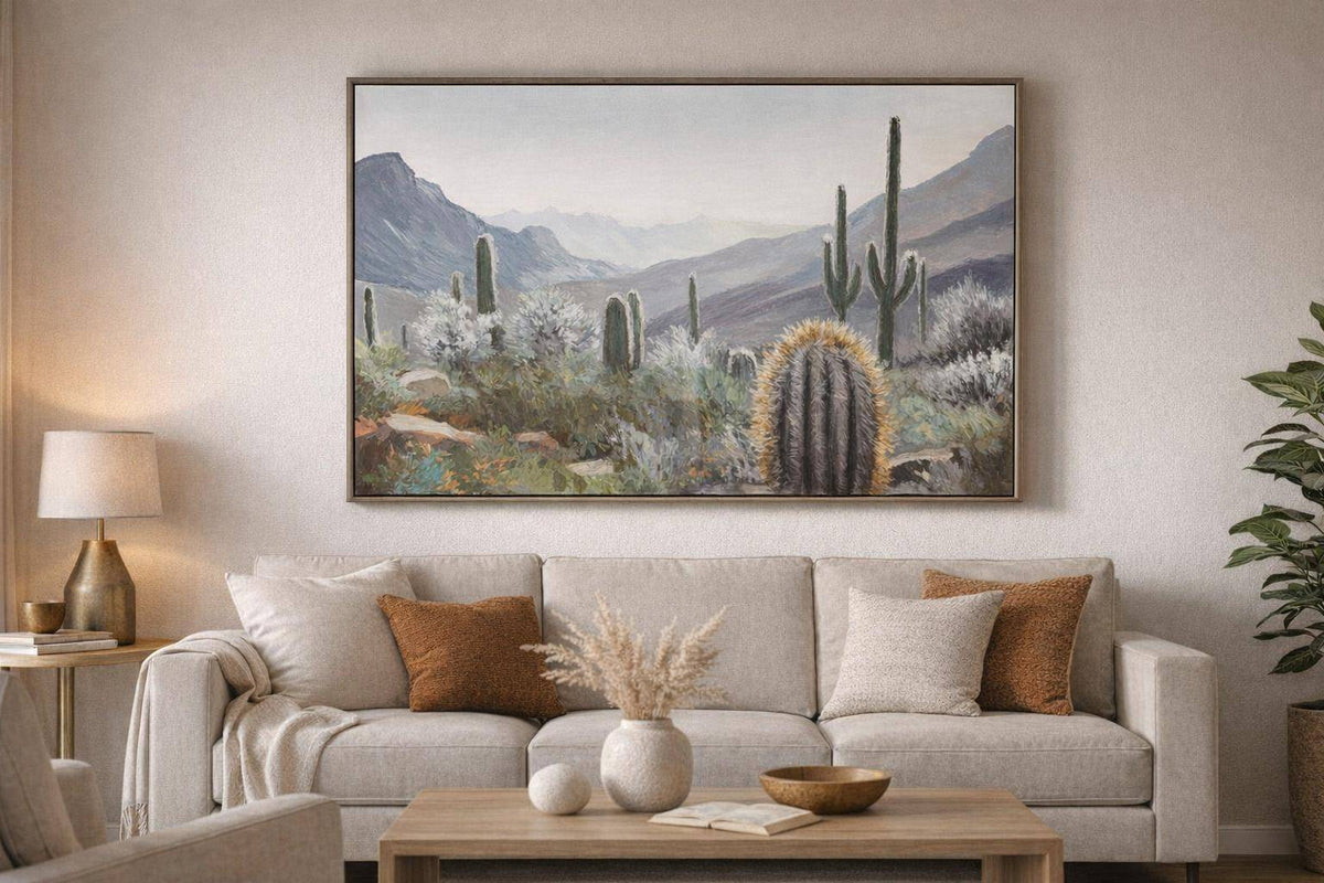 Sonoran Vista II Hand-Embellished Canvas In Frame - Gray / Blue