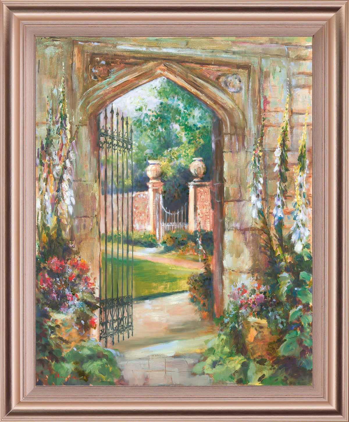 Secret Garden Pathway - 28" x 34" Framed Wall Art - Green