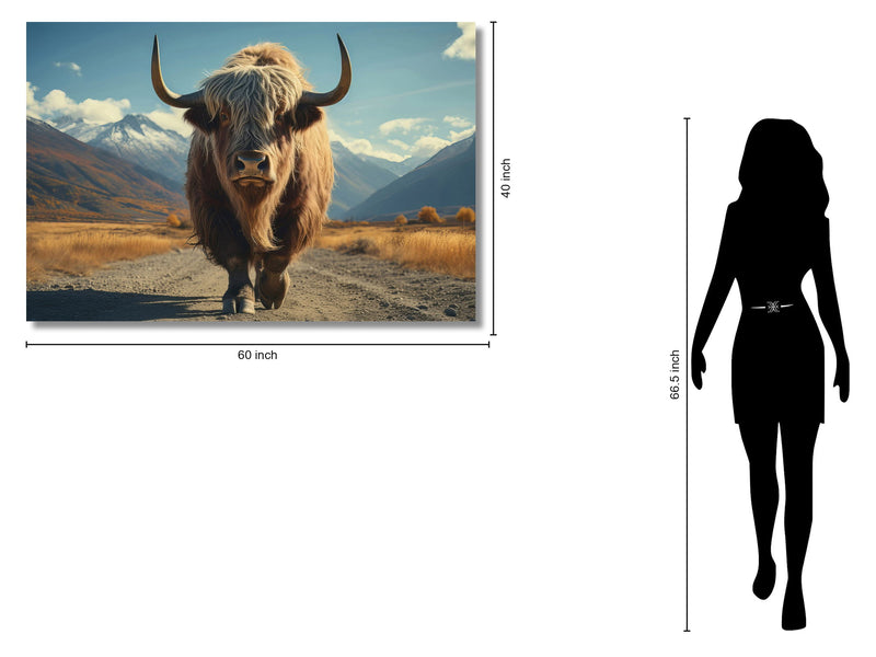 Golden Highland Stance - 40" x 60" Framed Wall Art - Light Brown