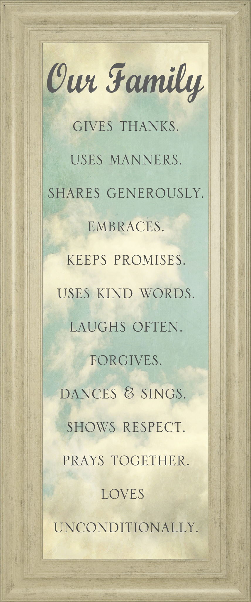 Our Family By Sarah Gardner - Framed Print Wall Art - Light Blue