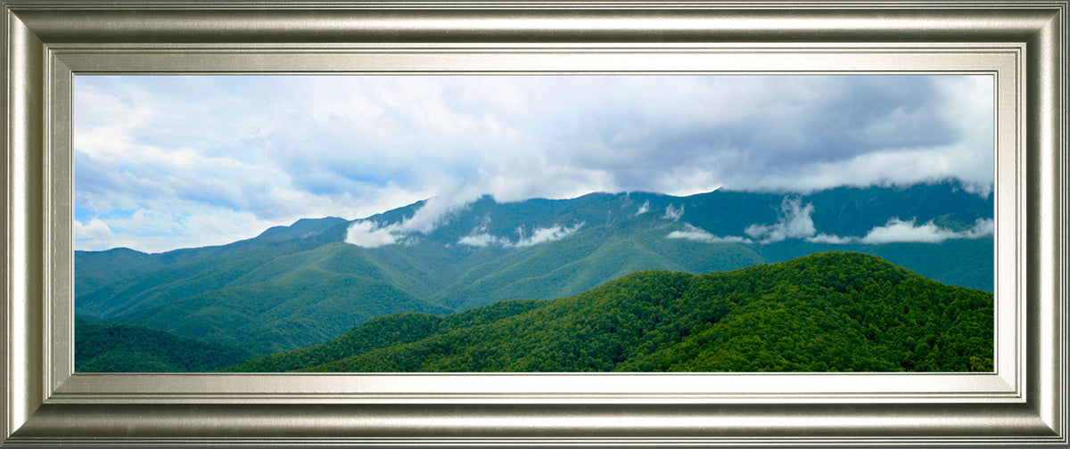 Misty Mountains Il By Kames Mcloughlin - Framed Print Wall Art - Blue