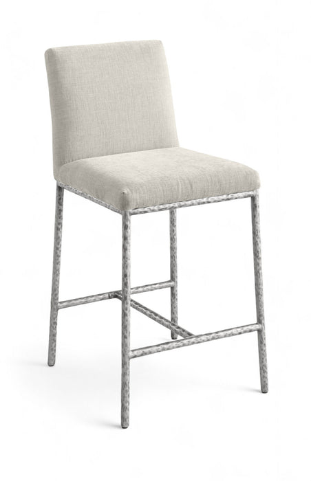 Reeves - Chenille Fabric Upholstered Counter Stool (Set of 2) - Silver Base