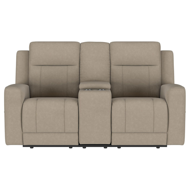Brentwood Upholstered Motion Reclining Loveseat Taupe