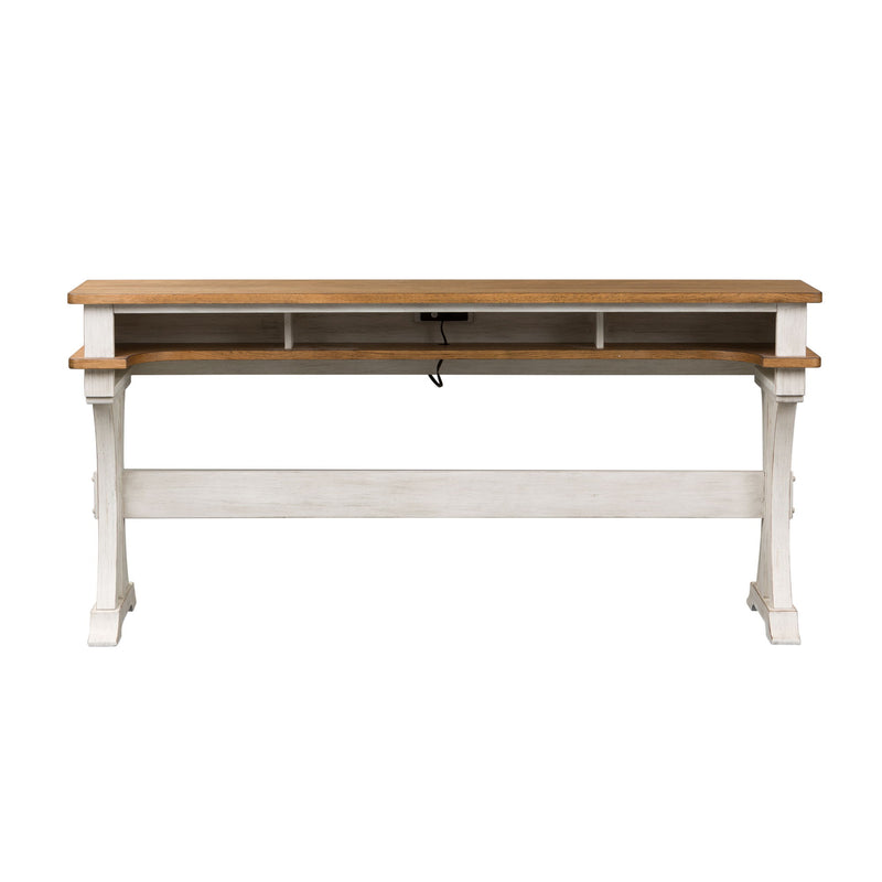 Farmhouse Reimagined - Console Bar Table - Antique White / Chestnut Tops