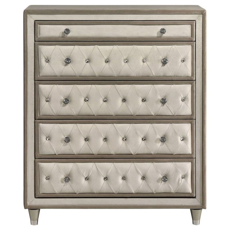 Antonella 5-drawer Bedroom Chest Ivory and Camel