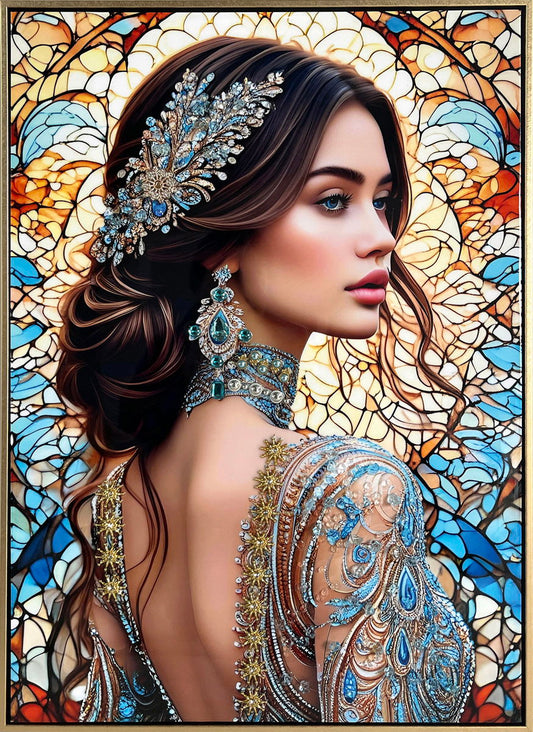 Jeweled Reverie I Gloss Canvas In Frame - Blue / Brown