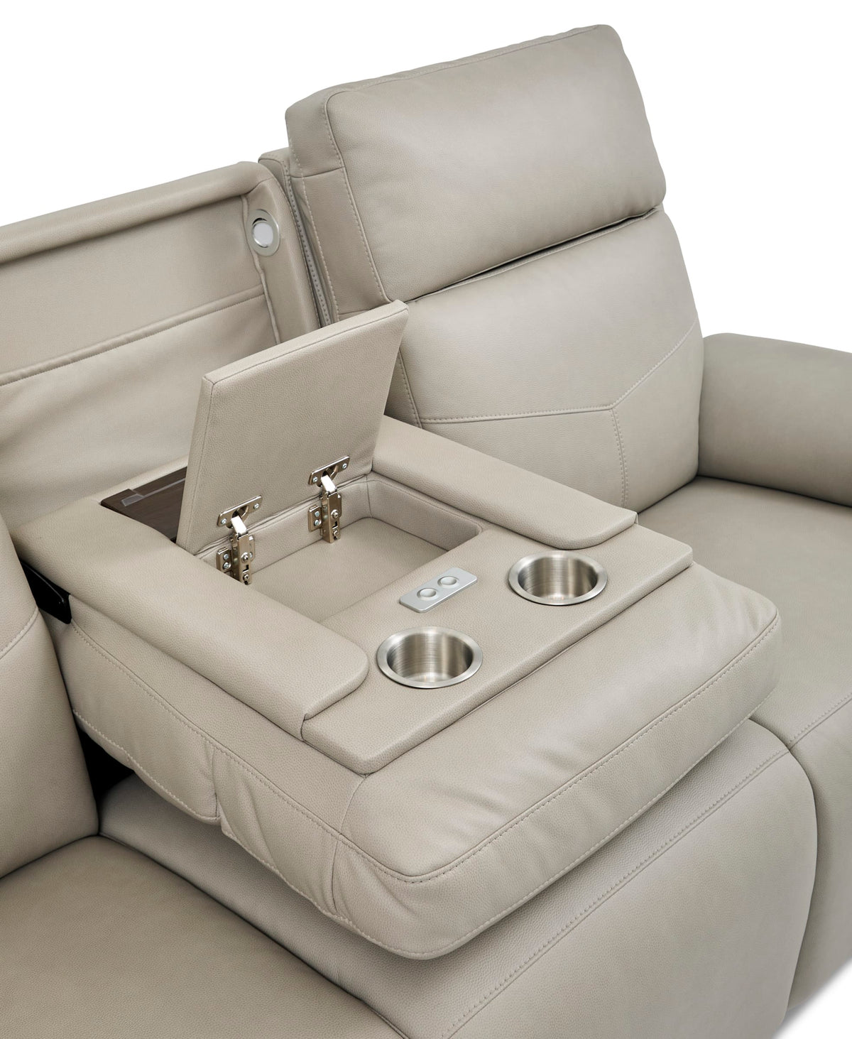 Flexsteel Vernon Power Reclining Sofa with Console, Power Headrest, Lumbar, Heat & Massage