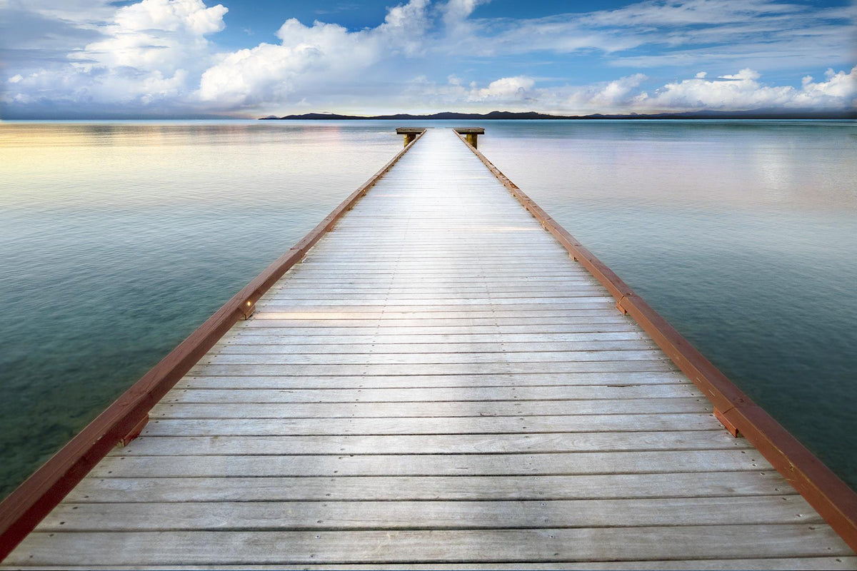 Framed - Long View Pier By Danita Delimont - Gray