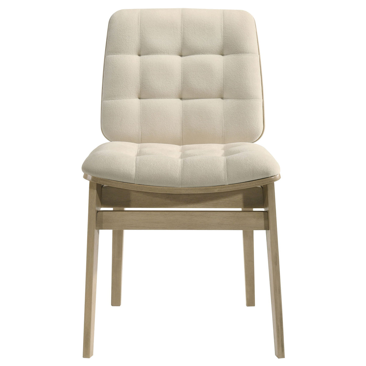 Redbridge Velvet Upholstered Side Chair Cream and Natural Oak (Set of 2)