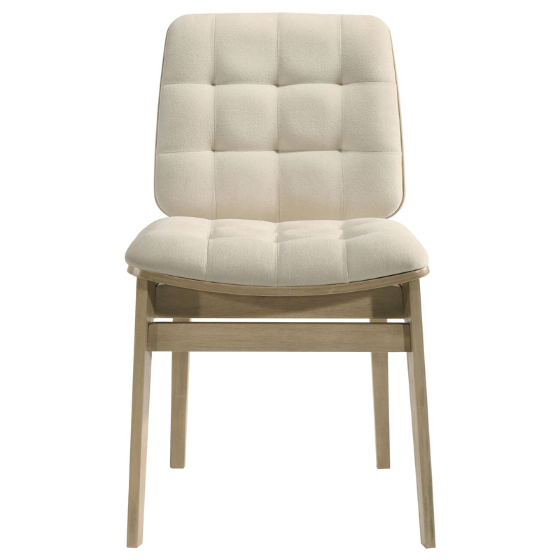 Redbridge Velvet Upholstered Side Chair Cream and Natural Oak (Set of 2)
