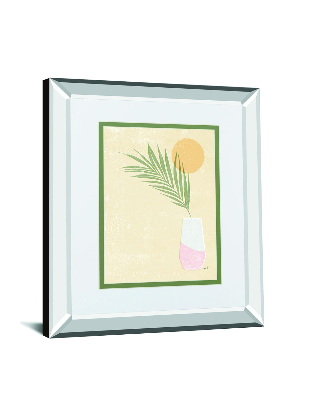 Sun Palm II Blush By Moira Hershey Mirrored Frame - Beige