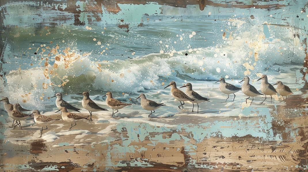 Mess On The Beach (Framed Small) - Light Blue