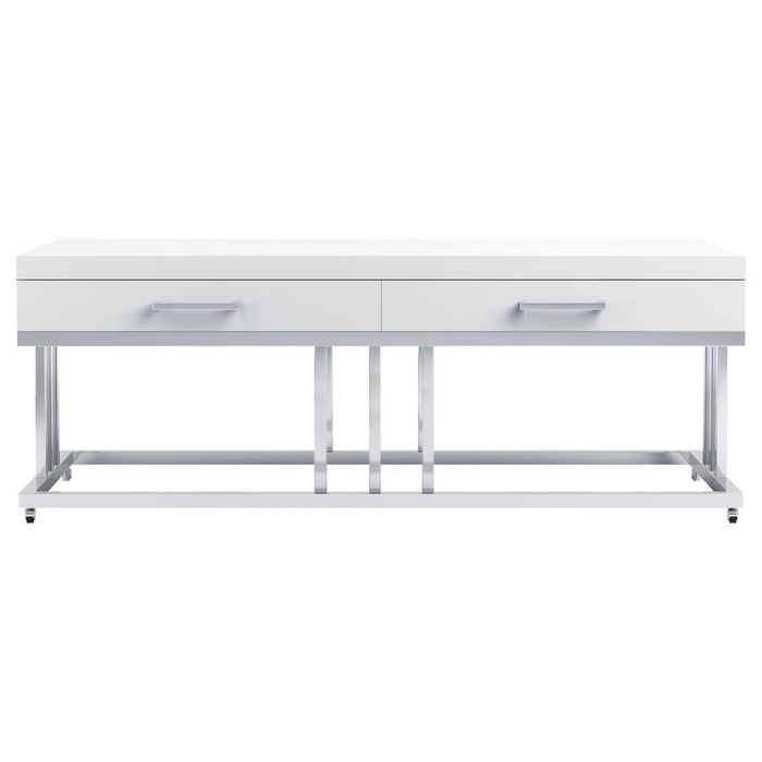 Dalya - 2-Drawer Rectangular Coffee Table - White High Gloss