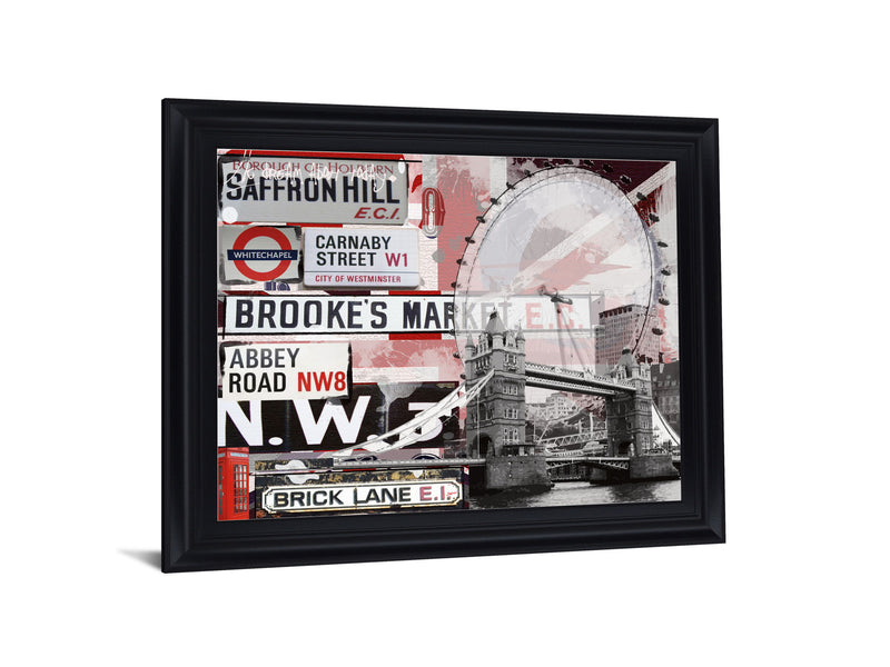 London Fusion - 28" x 34" Framed Wall Art - Dark Gray