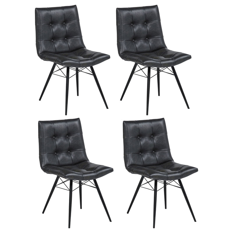 Aiken Faux Leather Upholstered Dining Side Chair Charcoal Grey (Set of 4)