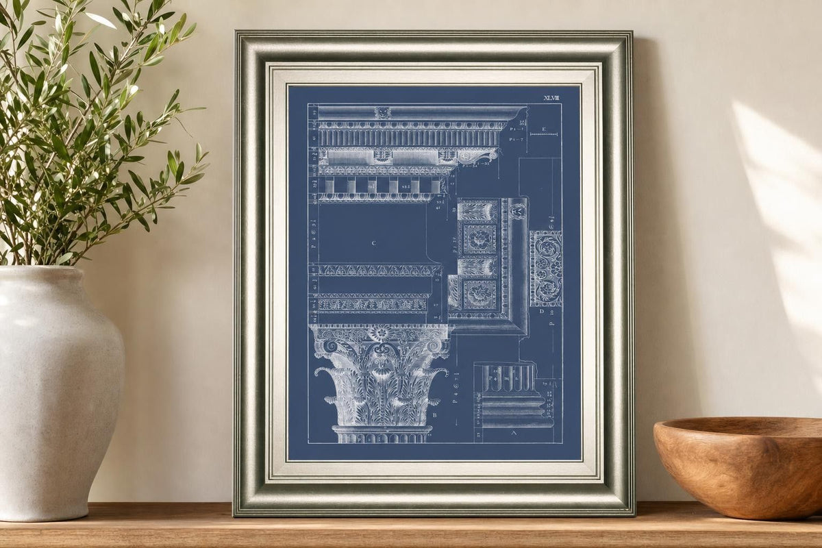 22x26 Column & Cornice Blueprint III By Vision Studio - Blue