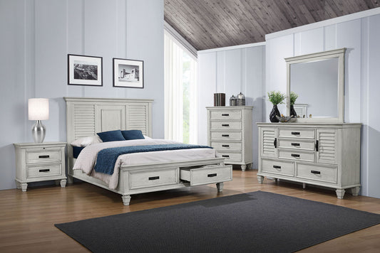 Franco 5-piece Eastern King Bedroom Set Distressed White