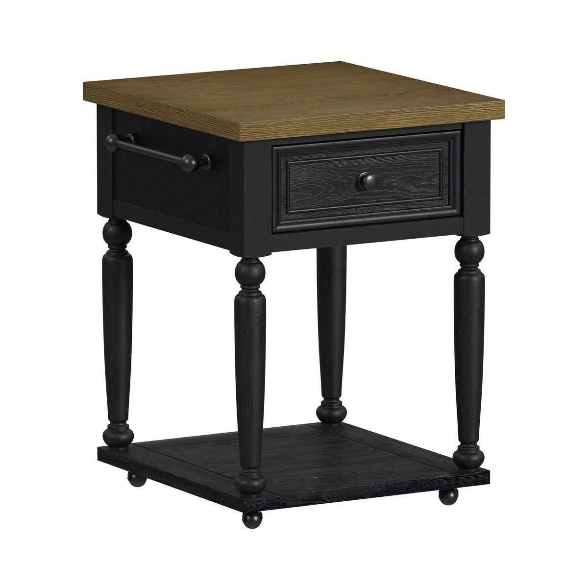 Heritage - Chopping Block Island With Casters - Oak Brown And Black