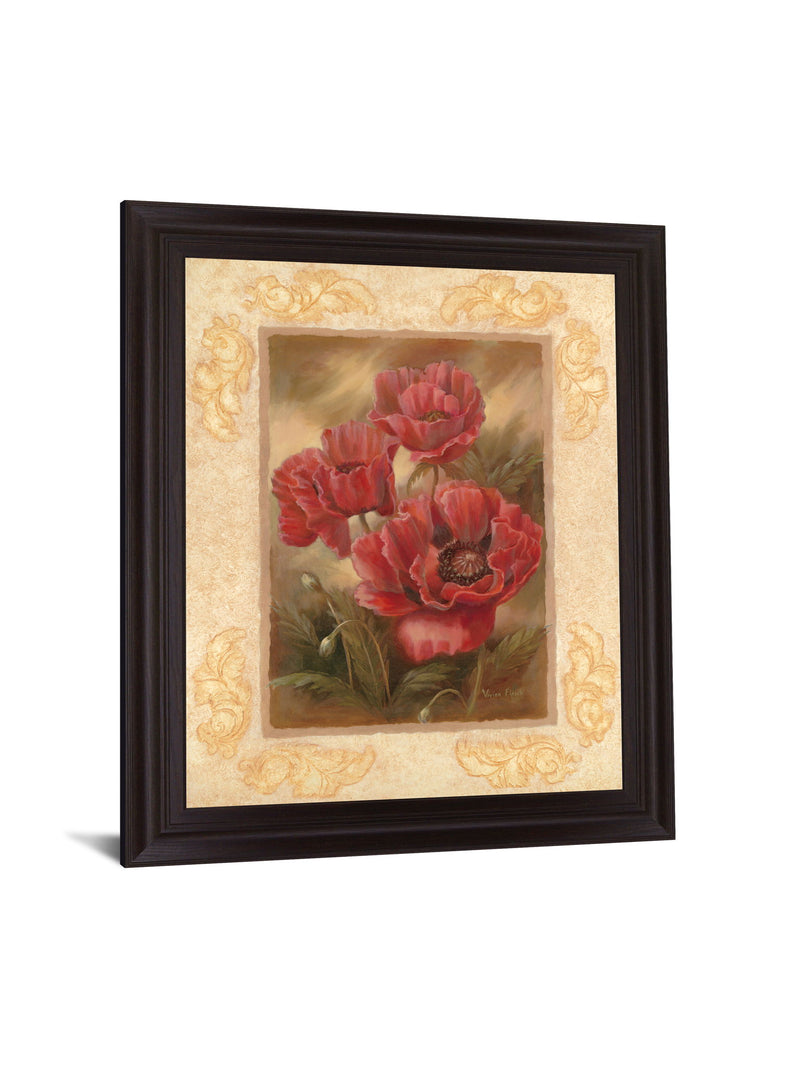 Crimson Poppies Trio - 28" x 34" Framed Wall Art - Red