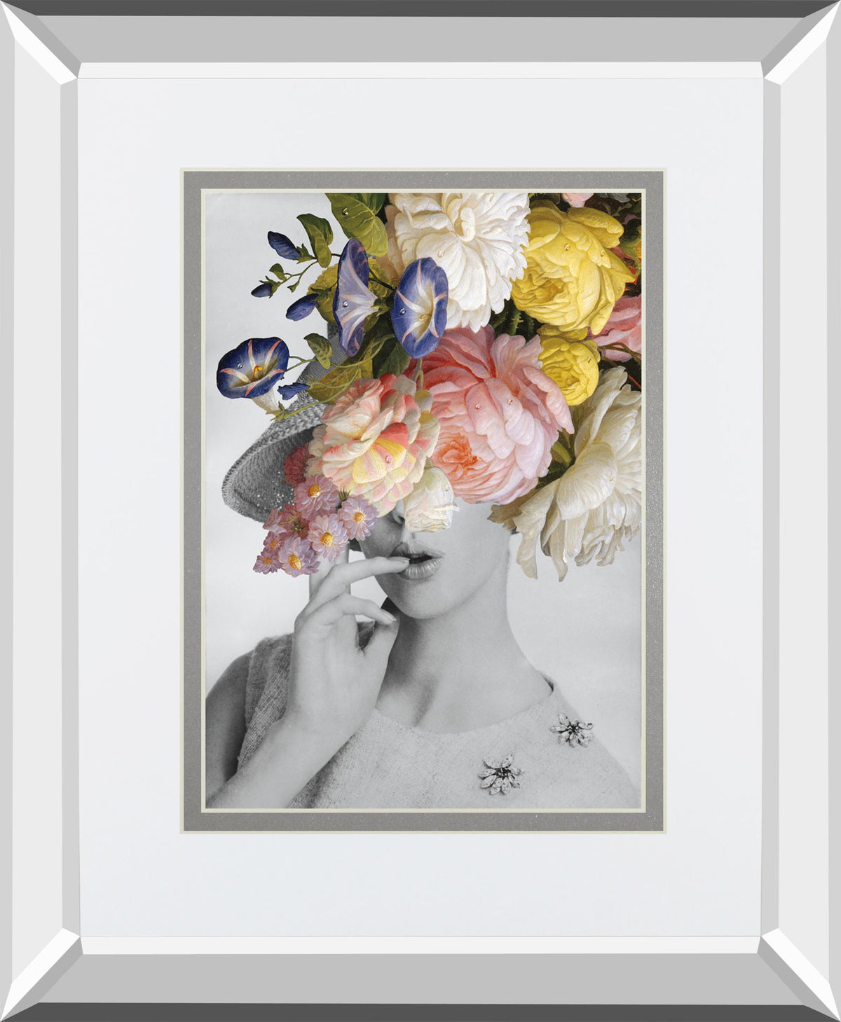 Garden Party I By Wild Apple Portfolio Mirrored Frame - Silver