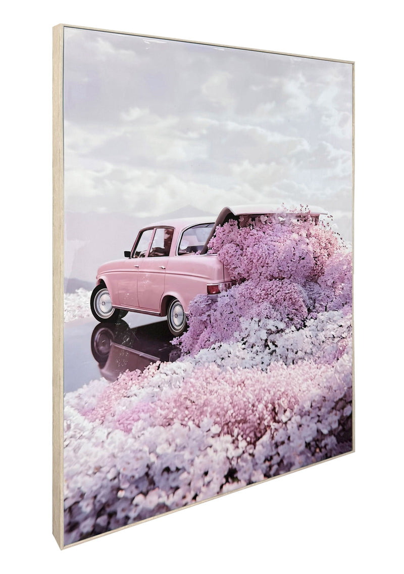 Blush Getaway Gloss Canvas In Frame - Pink / White