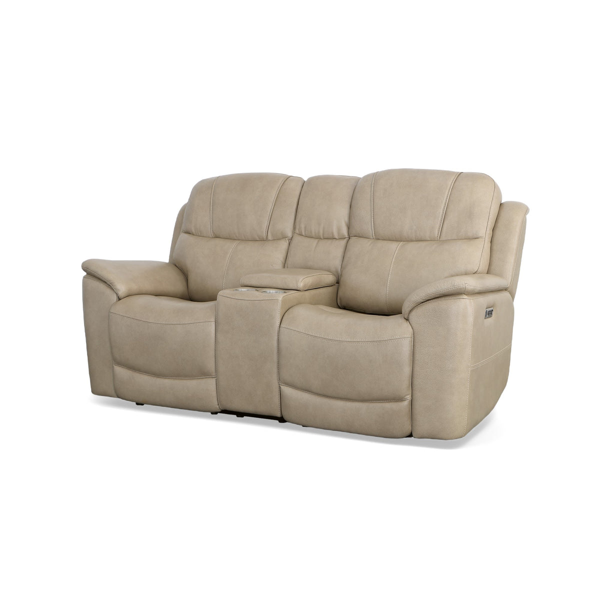 Flexsteel Crew Power Reclining Loveseat with Console, Power Headrests & Lumbar