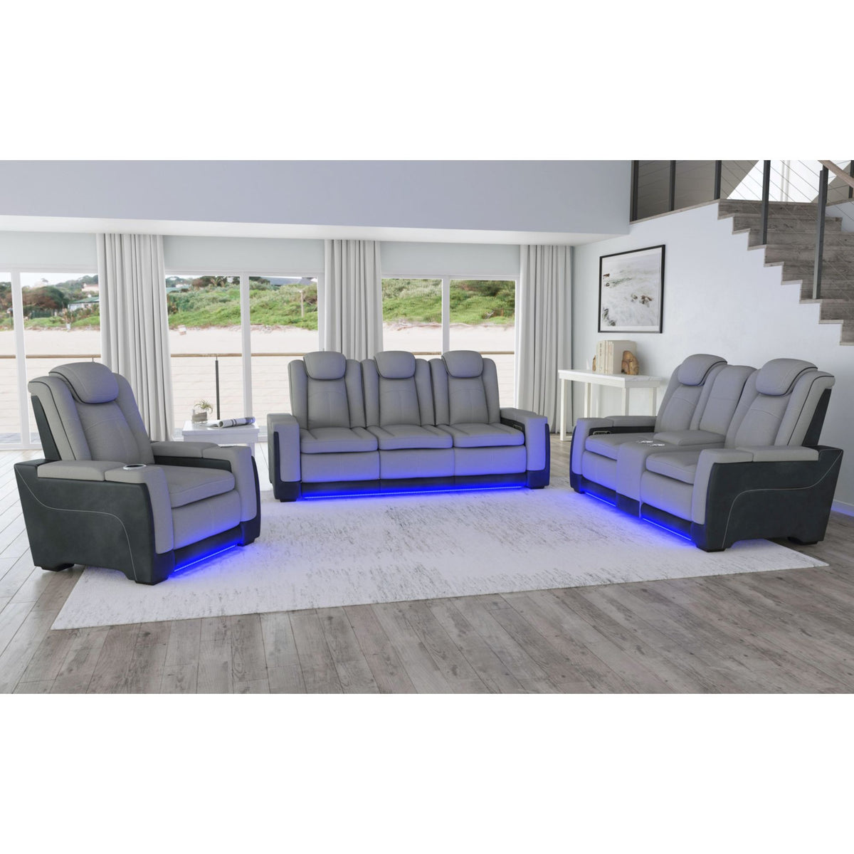 Lantana - Power Motion Loveseat With Power Headrest, LED, And Console