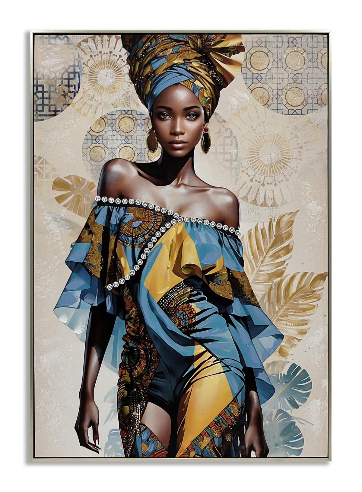 Regal Azure Radiance - 28" x 40" Framed Wall Art - Blue