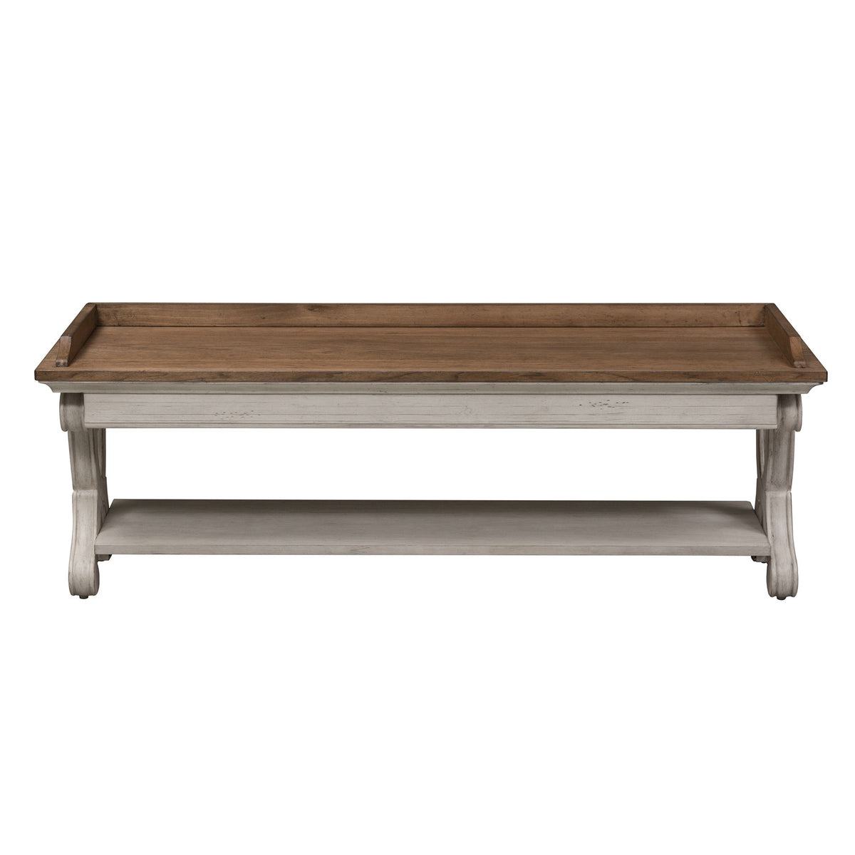 Farmhouse Reimagined - Bed Bench - Antique White / Chestnut Tops