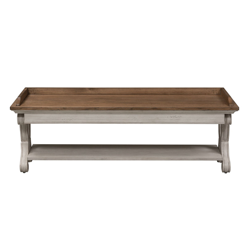 Farmhouse Reimagined - Bed Bench - Antique White / Chestnut Tops
