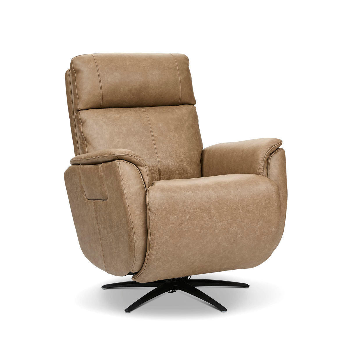 Flexsteel Cove Power Swivel Recliner with Power Headrest, Lumbar, Heat, & Massage