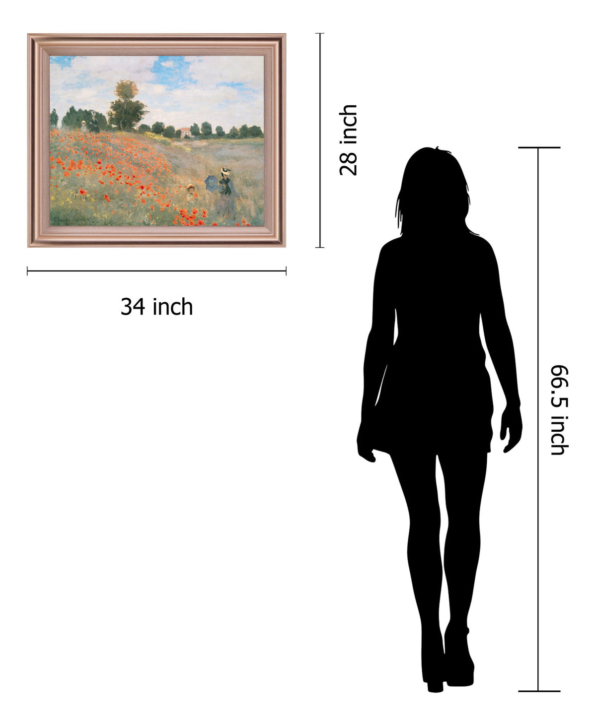 Poppy Field Stroll - 28" x 34" Framed Wall Art - Green