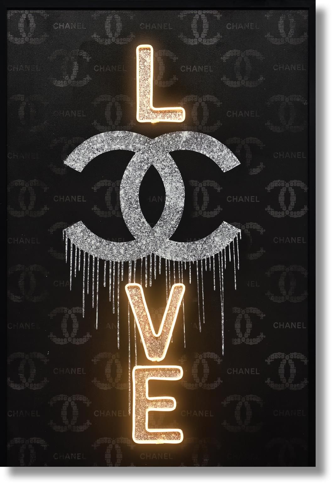 Glowing Urban Glam - 33" x 48" Framed Wall Art - Black