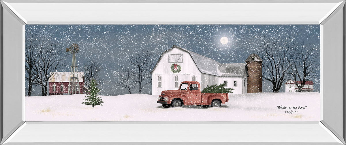 Winter On The Farm By Billy Jacobs - Mirrored Frame Wall Art - Dark Gray