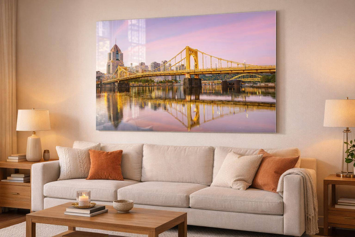 Gold Bridge Reflections Tempered Glass With Foil - Gold / Pink