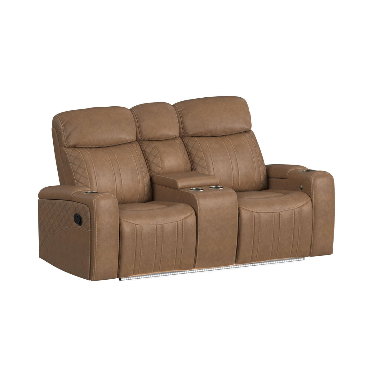 Side Kick - Loveseat With Console, Cupholders And White Led Light - Simba Saddle