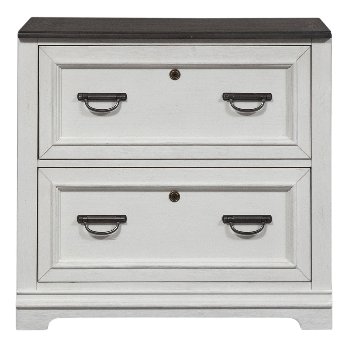 Allyson Park - Bunching Lateral File Cabinet - Wirebrushed White / Charcoal