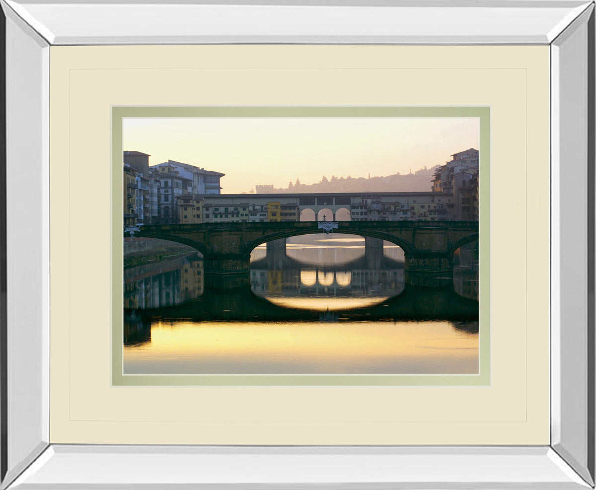 Ponte Vecchio By Bill Philip - Mirror Framed Print Wall Art - Dark Gray