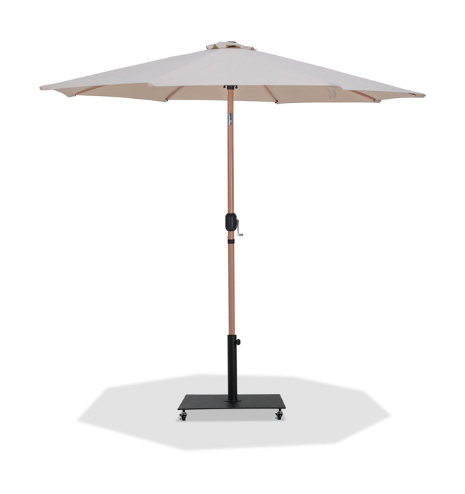 Fiji - Aluminum Patio Umbrella With Square Black And Teak Base