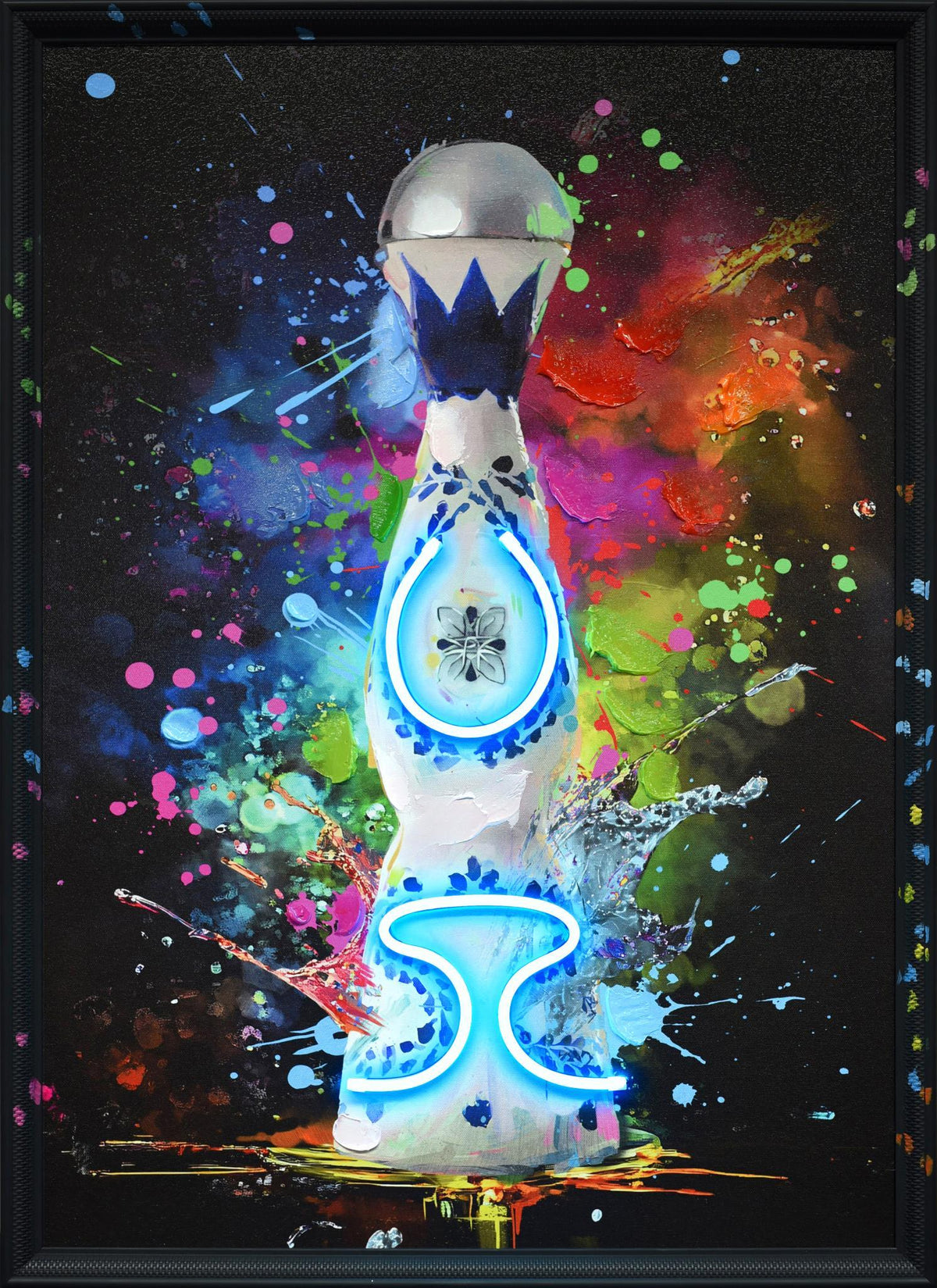 Electric Splash Spirit - 21" x 29" Framed Wall Art - Blue