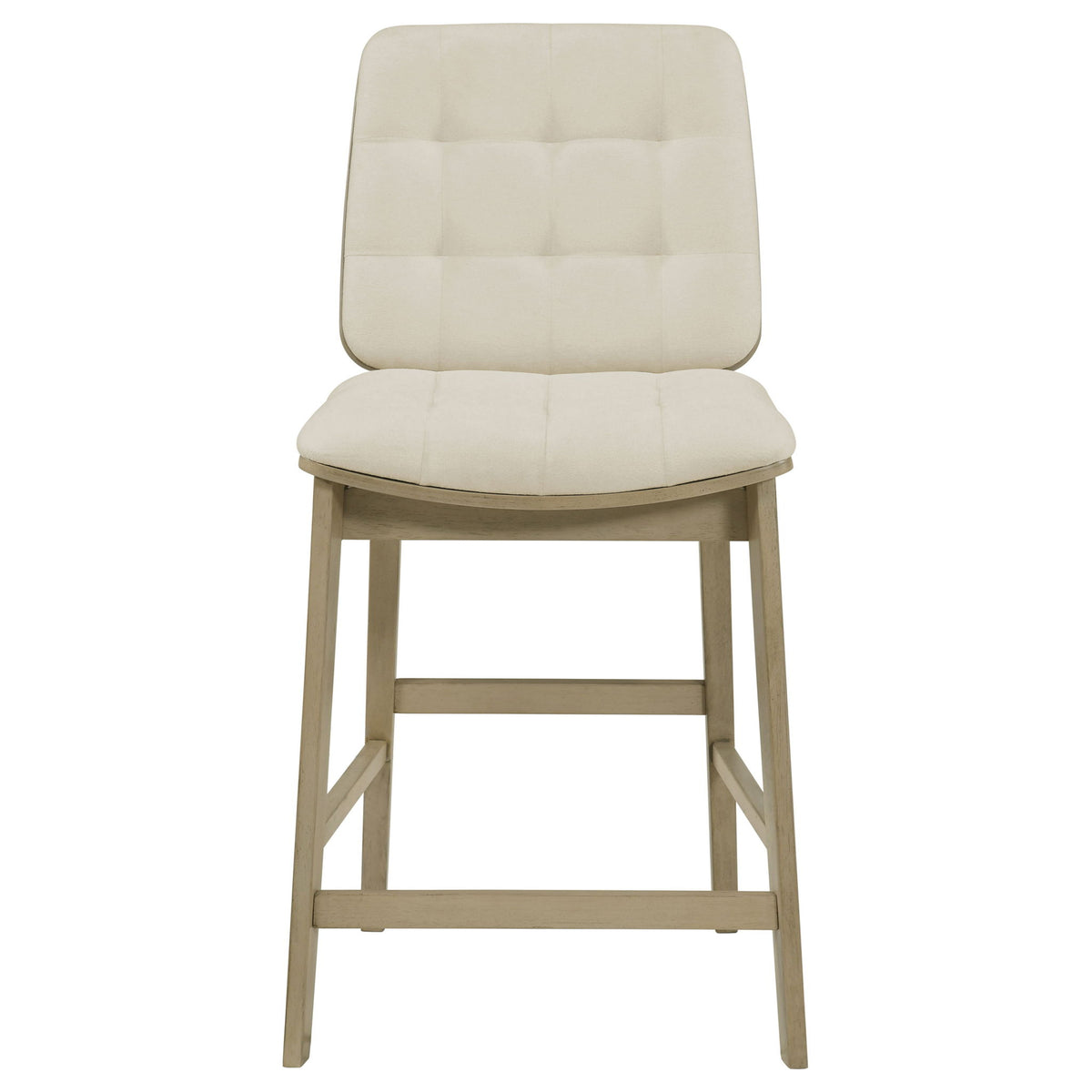 Redbridge Velvet Upholstered Counter Chair Cream and Natural Oak (Set of 2)