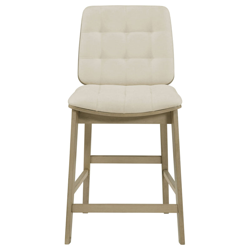 Redbridge Velvet Upholstered Counter Chair Cream and Natural Oak (Set of 2)