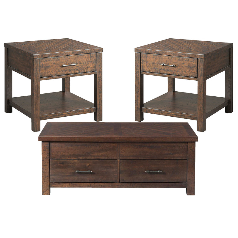 Jax - 3 Piece Occasional Table Set (Lift Top Coffee & Two End Tables) - Cherry