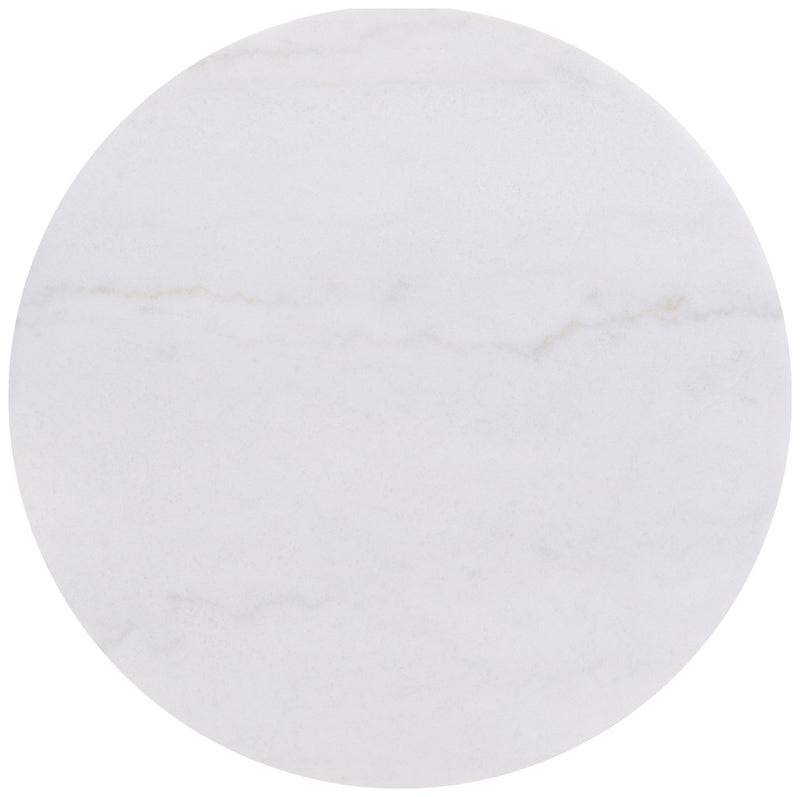 Jason Round White Marble Top Coffee Table Honey Brown
