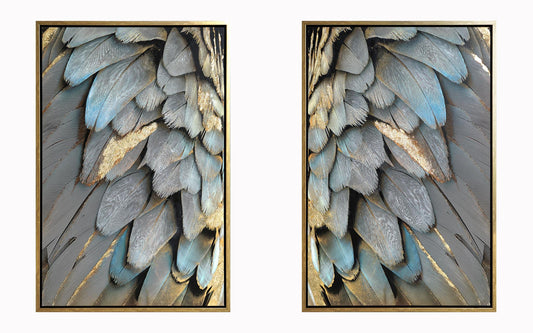 Hand Painted Textured Canvas in Frame - Silver