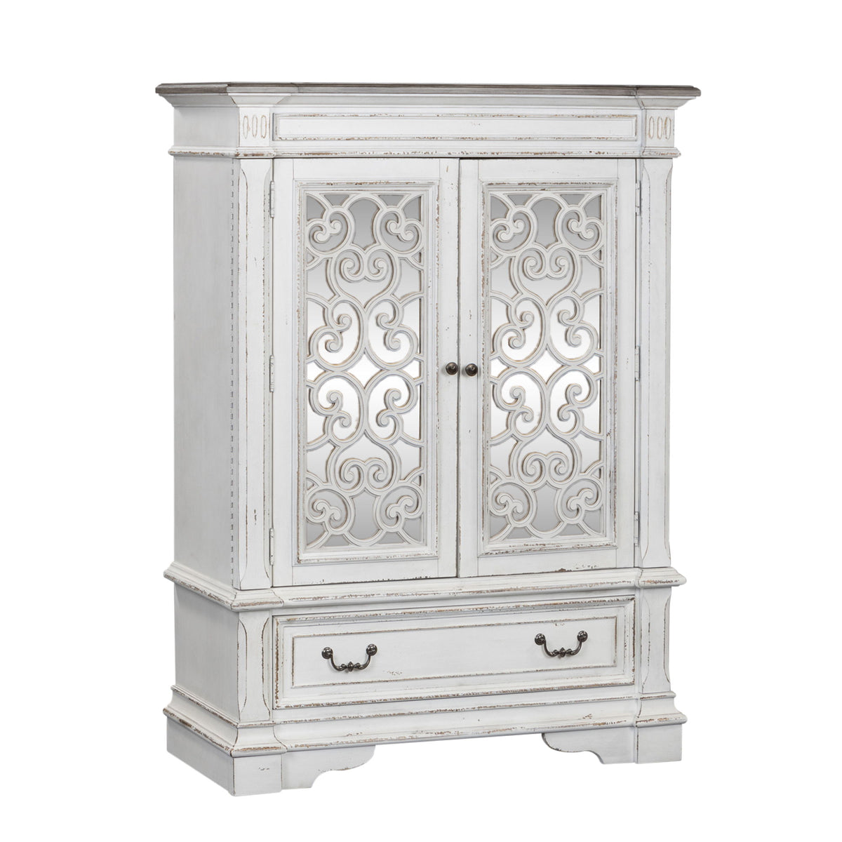 Abbey Park - Mirrored Door Chest - Antique White